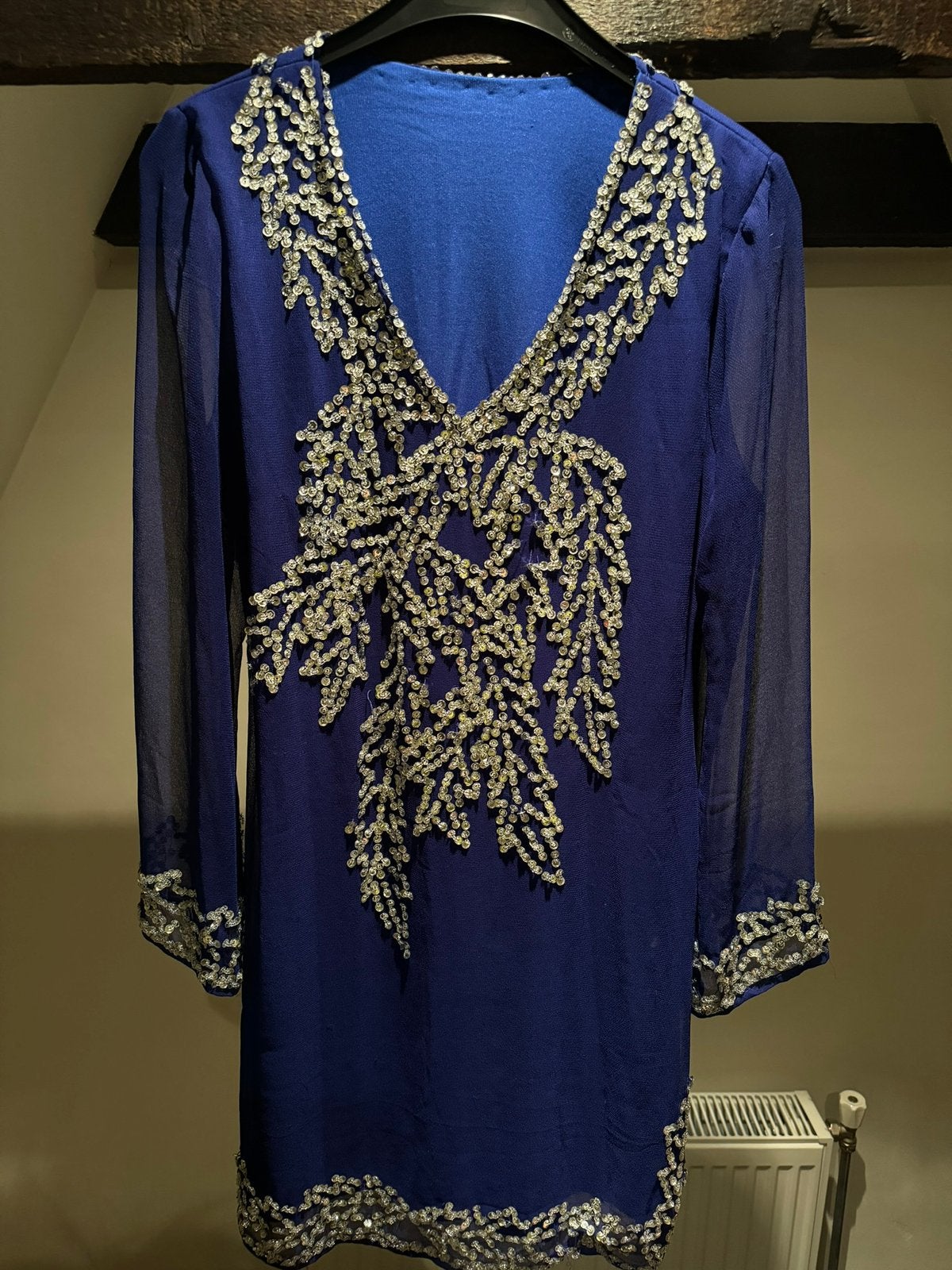 Kobalt Blauwe• Ibiza •Kaftan •Jurk met pailletten -S / M, Maat 38/40 (M), Blauw, Ophalen of Verzenden, Zo goed als nieuw