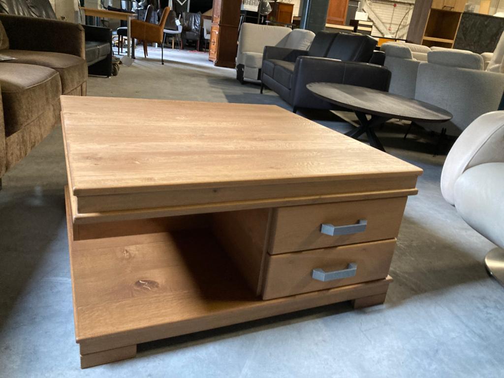 Stoere salontafel massief eiken 4 lades ALS NIEUW, 100 tot 150 cm, Zo goed als nieuw, Minder dan 50 cm, Rechthoekig