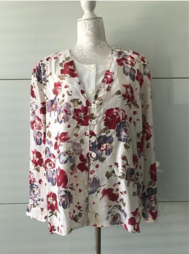Vintage Gebloemde Blouse, Ophalen of Verzenden, Zo goed als nieuw, Maat 38/40 (M)