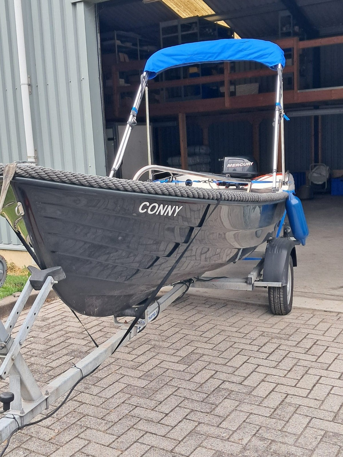 Sloep met trailer, Ophalen, Consoleboot, Gebruikt, Biminitop