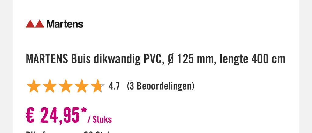 Martens dikwandige PVC buis, Ø 125 mm, 400 cm, Doe-het-zelf en Verbouw, Buizen en Afvoer, Ophalen, Afvoer, Pvc, 2 tot 4 meter