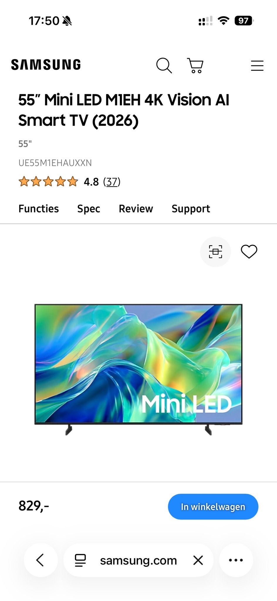 Samsung 55" Mini LED 4K Smart TV (2026), LED, Nieuw, Ophalen of Verzenden, 100 Hz