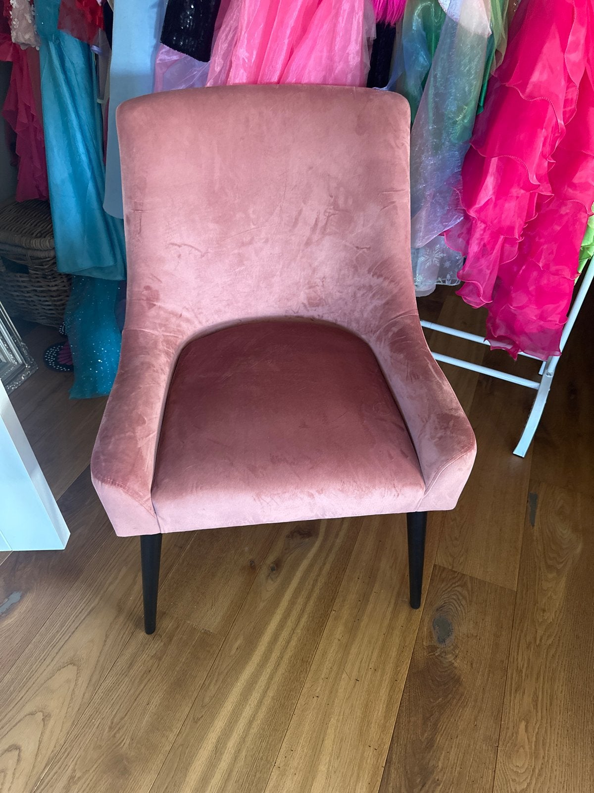 Roze fluwelen stoel - Zo goed als nieuw, Ophalen, Overige kleuren, Zo goed als nieuw, Eén