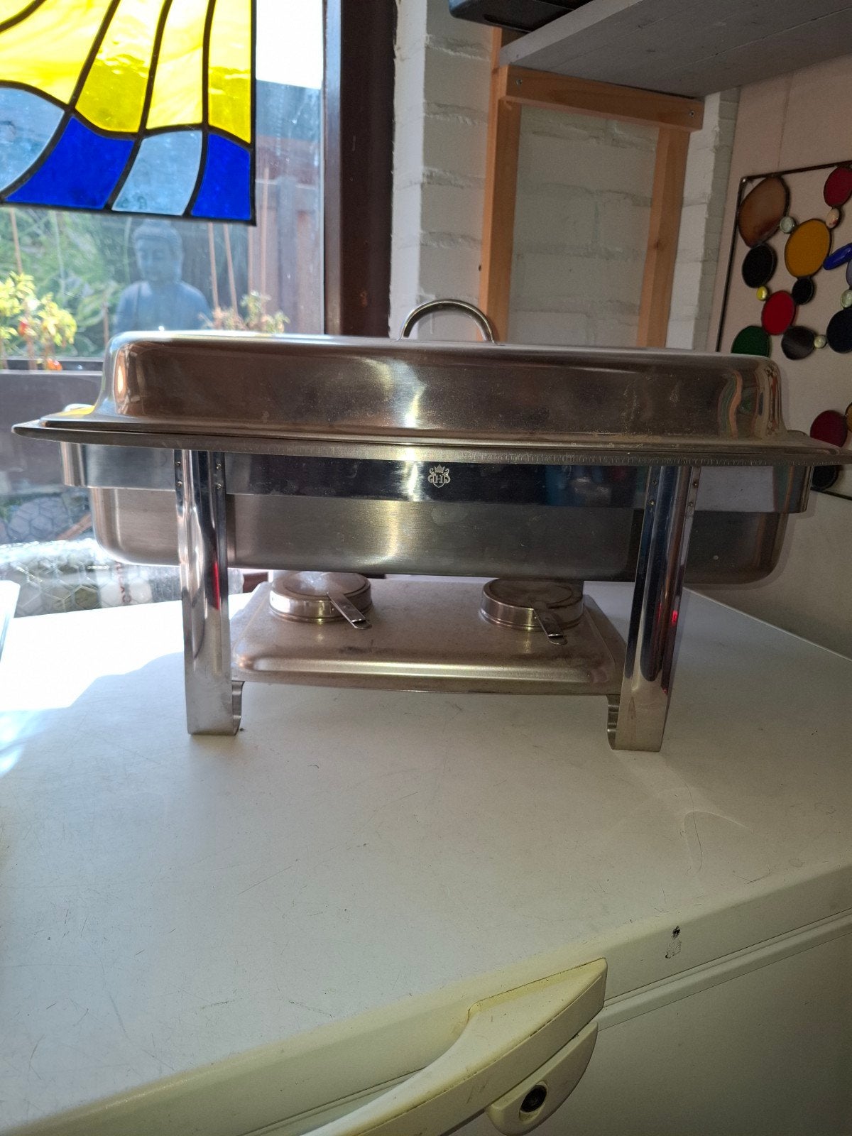 Chafing Dish / Warmhoudbak RVS - Dubbele Inzet, Ophalen of Verzenden, Gebruikt