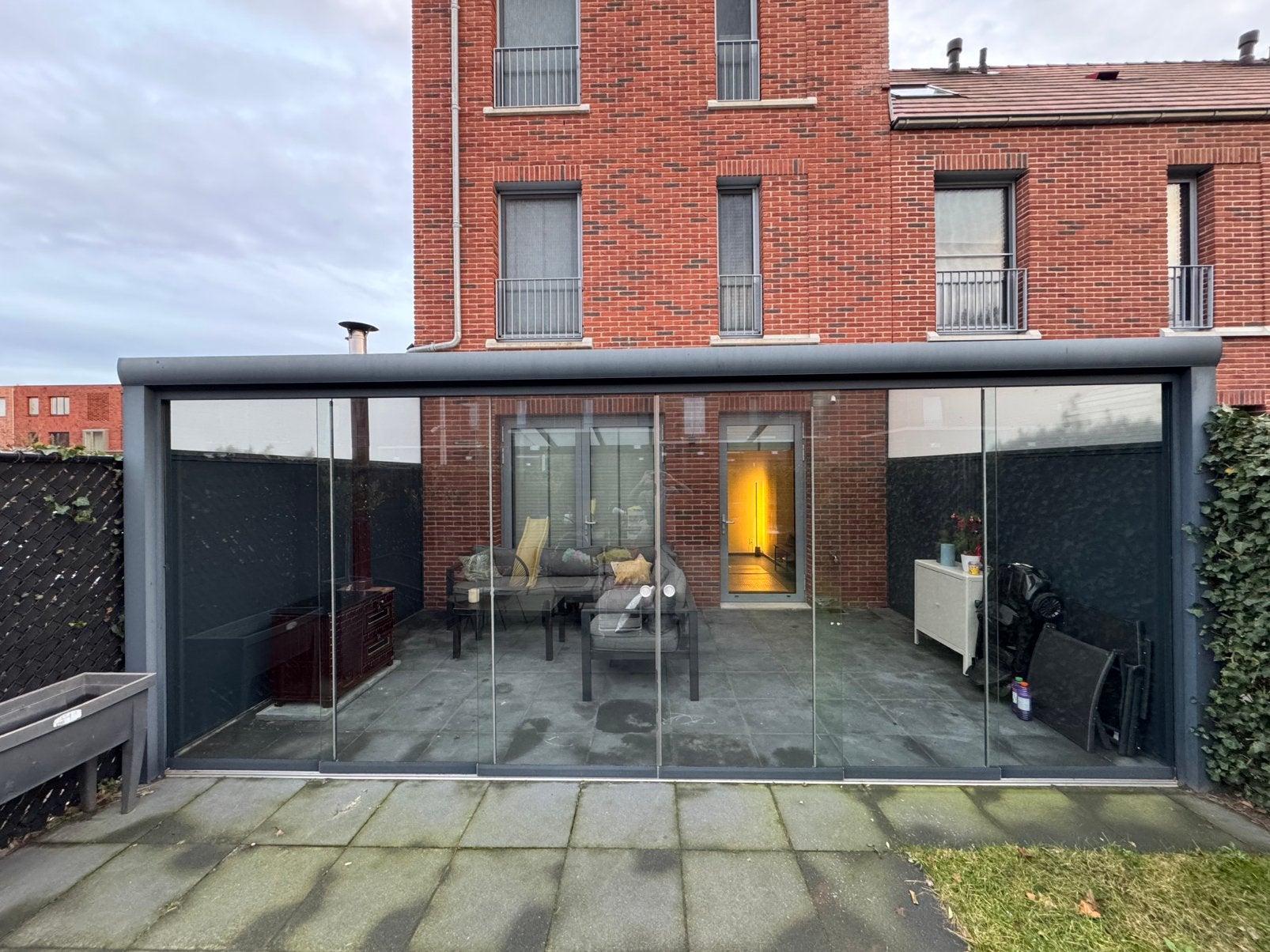 Veranda compleet 5,8x3.5m inclusief loungrset, Tuin en Terras, Overkappingen, Ophalen, Gebruikt, Veranda