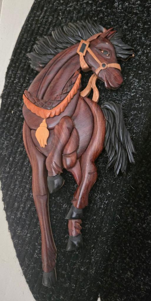 Mooi Houten Paard voor aan de muur, Antiek en Kunst, Kunst | Beelden en Houtsnijwerken, Houtsnijwerk, Ophalen of Verzenden, Zoogdier