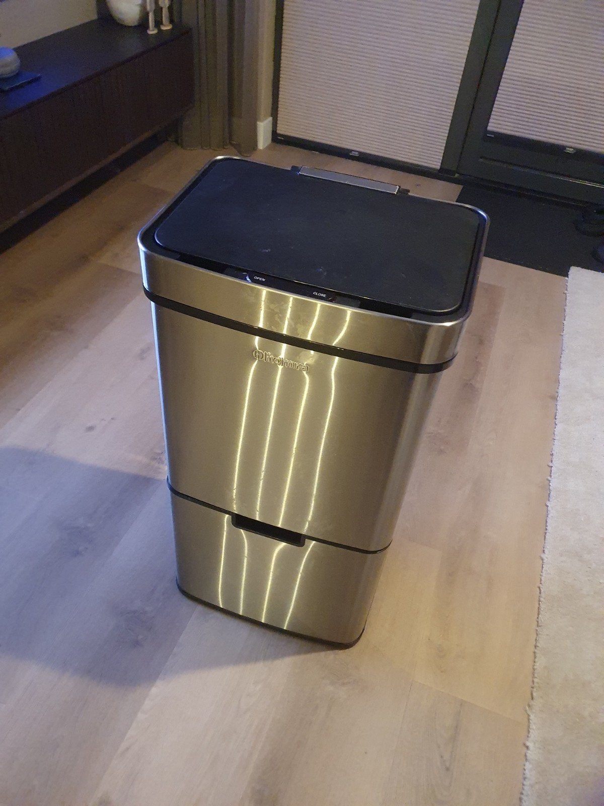 Prullenbak met afvalscheiding en sensor, Ophalen, 40 liter of meer, Zo goed als nieuw, Rvs