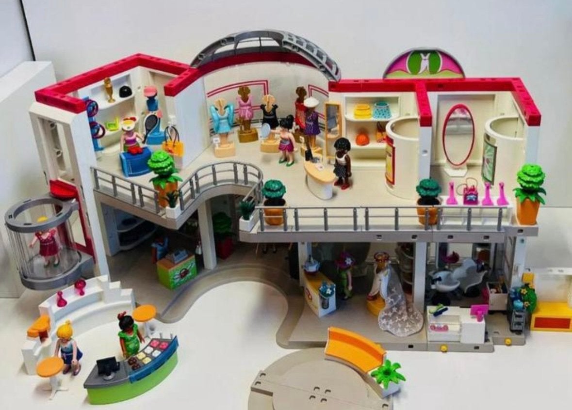 Playmobil (bruids)kledingwinkel shoppingmall en veel meer!, Gebruikt, Gebouw, Complete set, Ophalen of Verzenden
