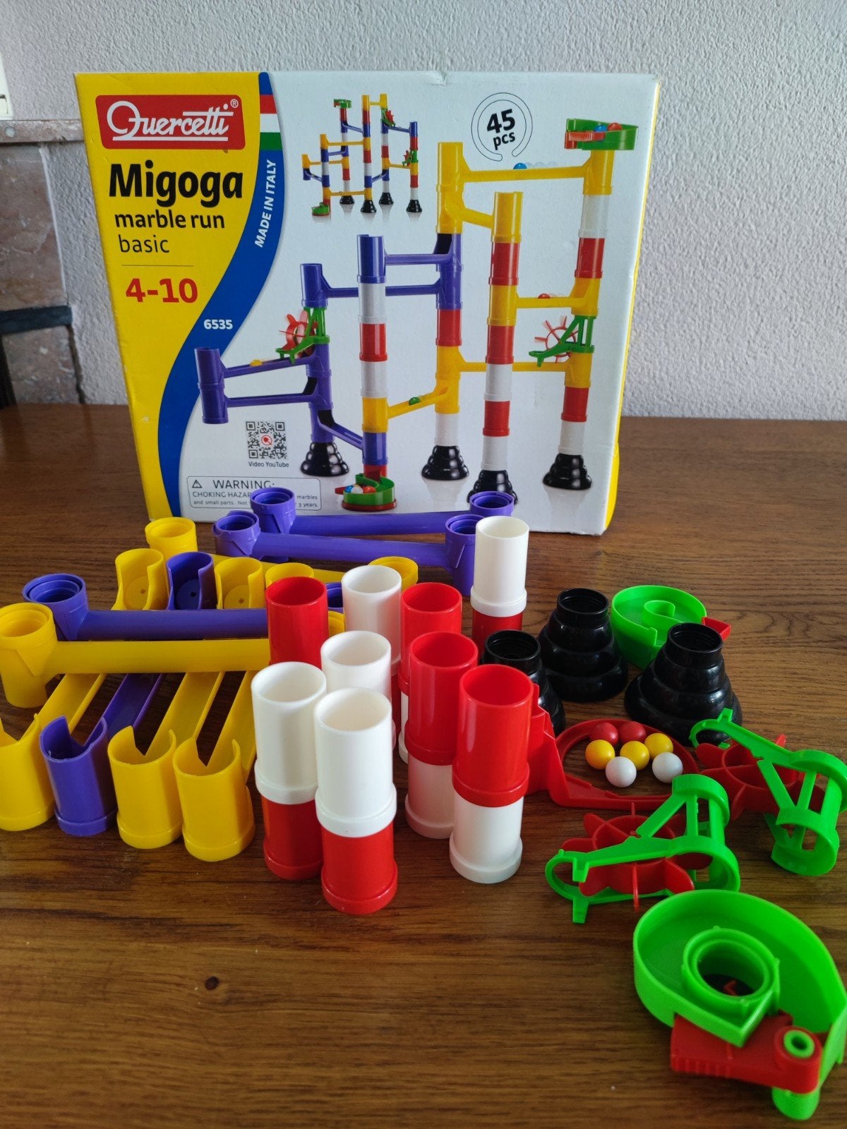 Quercetti Migoga Marble Run Basic knikkerbaan 45 stuks, Ophalen of Verzenden, Gebruikt, Overige merken