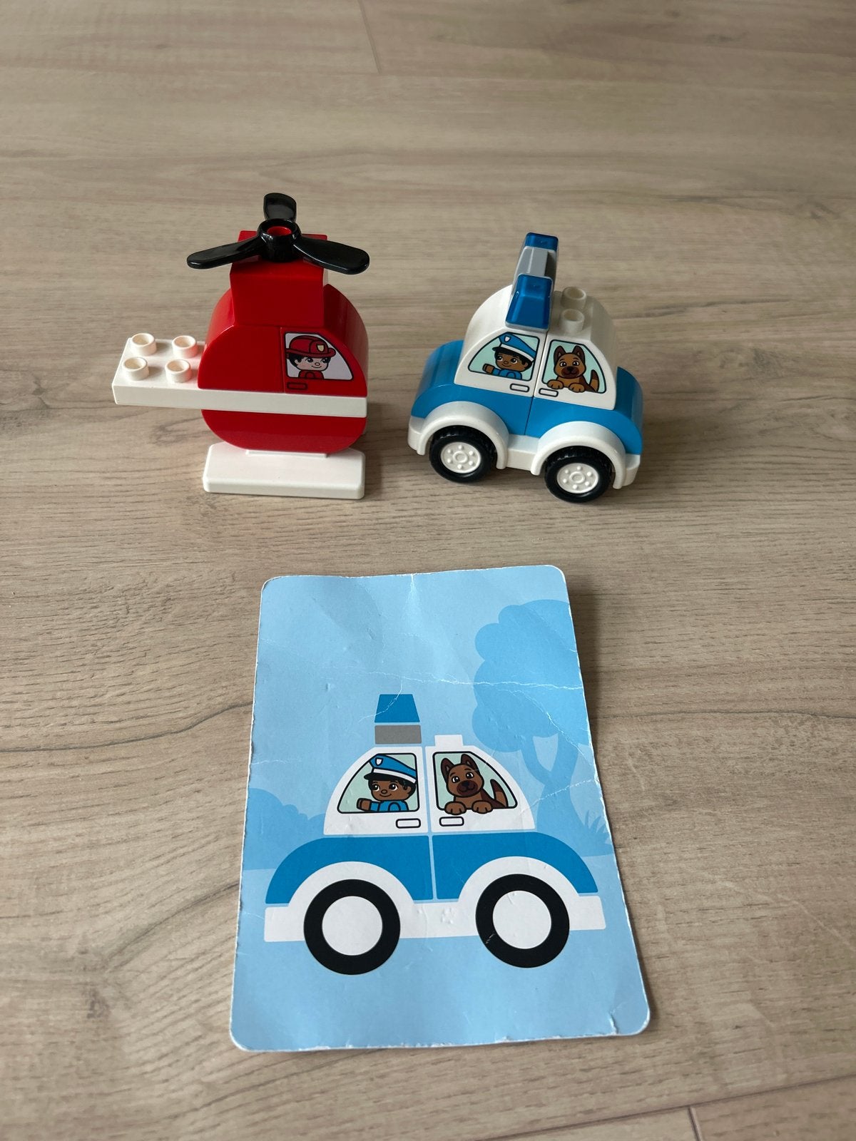 Duplo 10957 Brandweer Helikopter en Politieauto, Kinderen en Baby's, Ophalen of Verzenden, Zo goed als nieuw, Complete set, Duplo