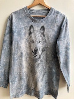 Grijze trui, shirt met wolf van The Mountain mt. 158, Jongen of Meisje, Trui of Vest, Ophalen of Verzenden, Zo goed als nieuw