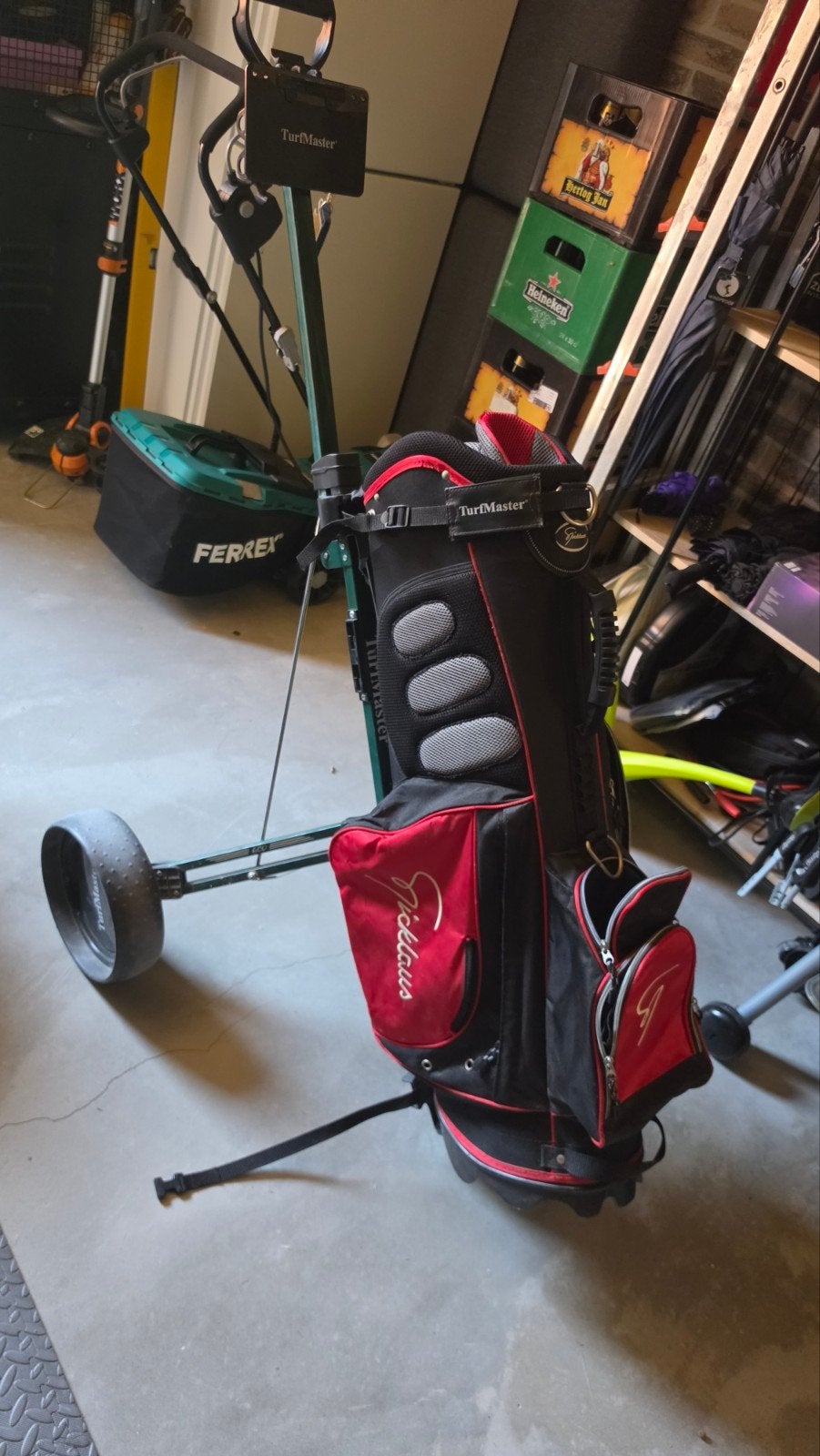 Nicklaus golftas met TurfMaster golftrolley, Ophalen, Gebruikt, Tas, Overige merken
