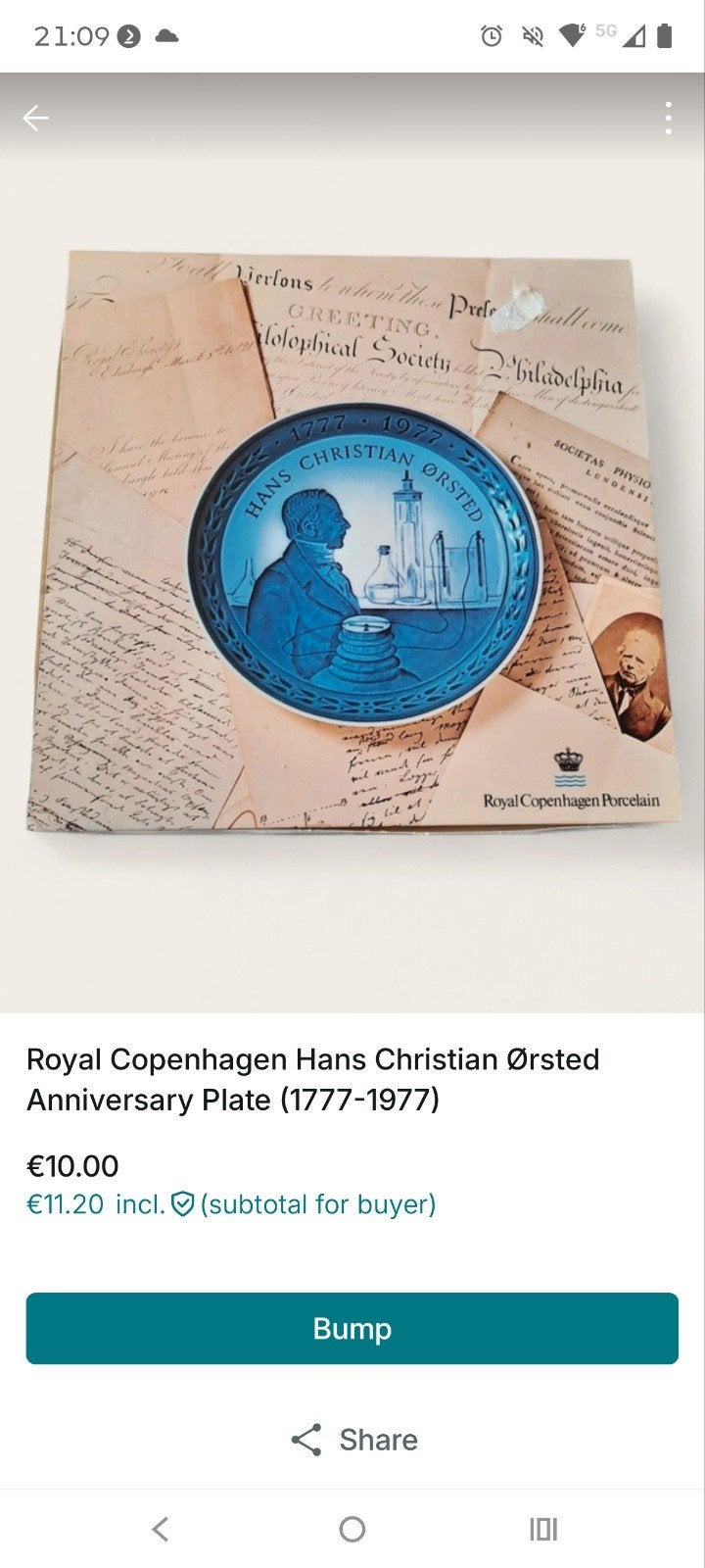 Royal Copenhagen Hans Christian Ørsted Herdenkingsbord, Ophalen