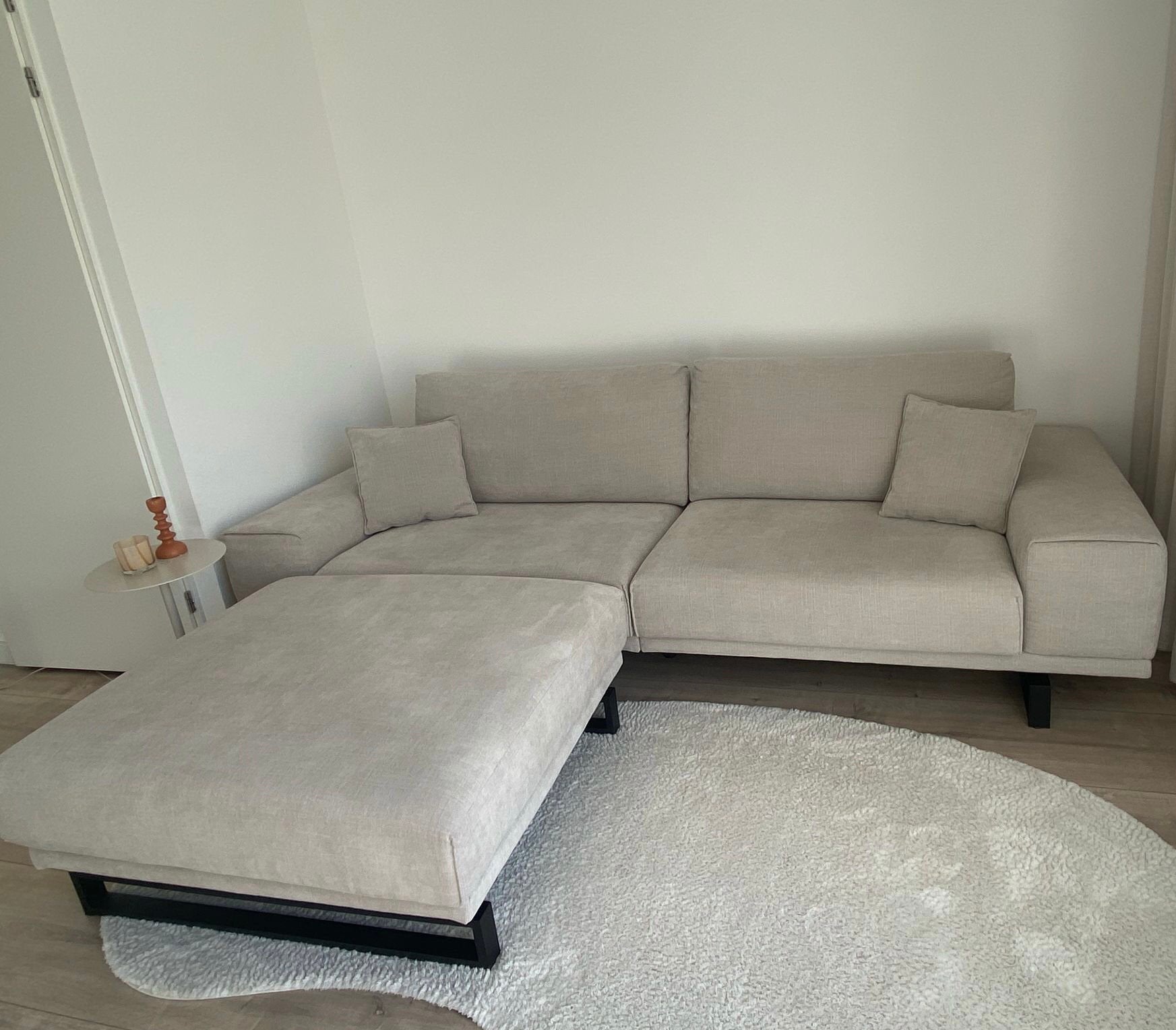 Zitmaxx bank+hocker zo goed als nieuw (zie beschrijving), Ophalen, Zo goed als nieuw, Stof