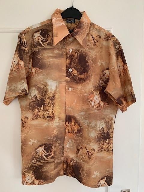 Vintage herenshirt c.a. 1972, Kleding | Heren, Ophalen, Overige kleuren, Halswijdte 39/40 (M), Media