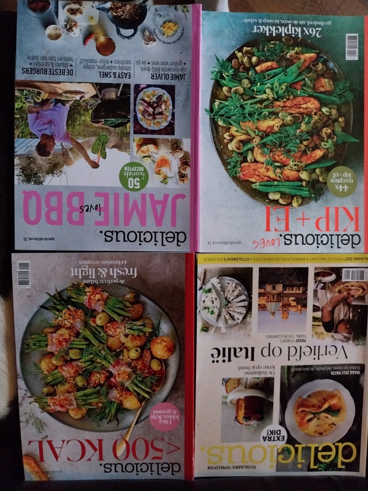4x Delicious Magazine: Jamie BBQ, Kip+Ei, <500 Kcal, Italië, Gelezen, Ophalen of Verzenden, Hoofdgerechten, Europa