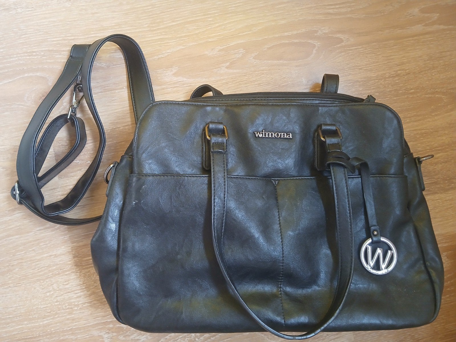 Wimona handtas/schoudertas - Zwart, Ophalen of Verzenden, Zo goed als nieuw, Zwart, Handtas
