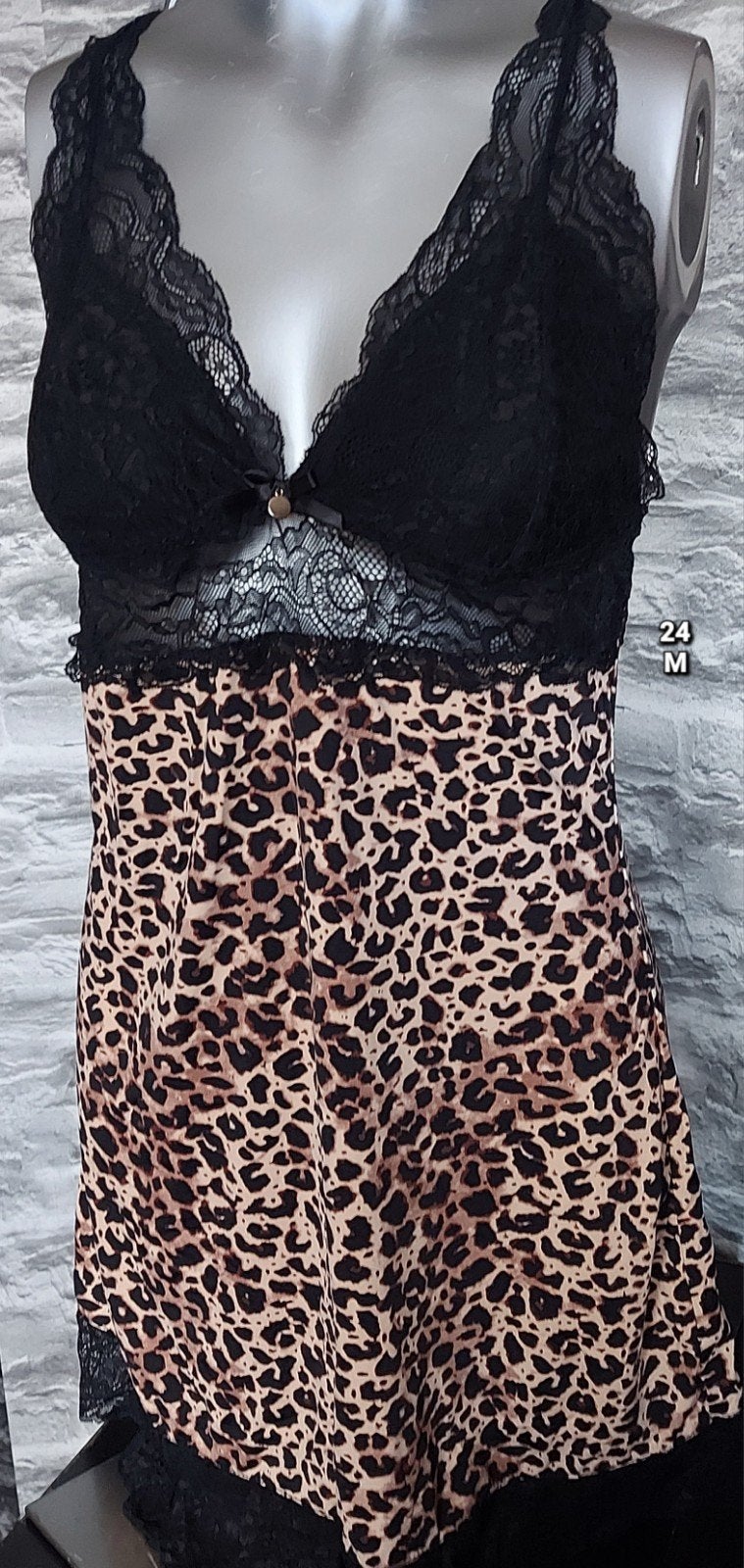 Sexy Leopard print slipdress met kant, Onbekend, Ophalen of Verzenden, Meerkleurig, Nachtkleding