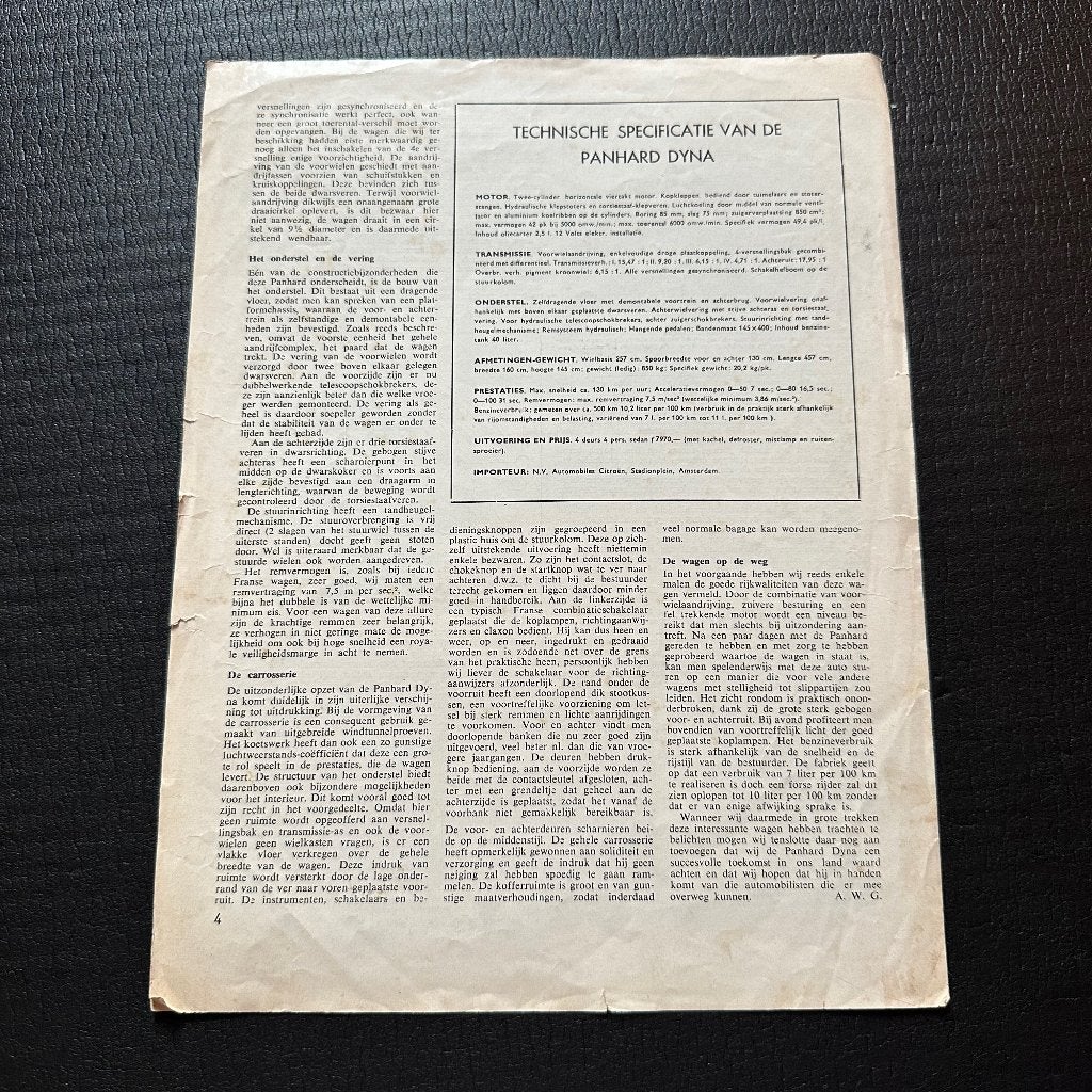 #10) PANHARD Dyna - 1957, Boeken, Verzenden, Gelezen, Algemeen