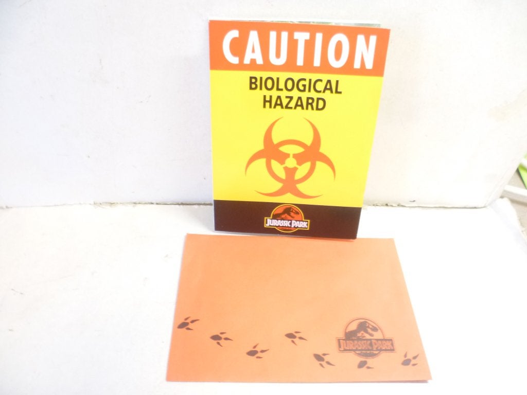 Jurassic Park 1992 kartonnen Uitklapbare Kaart rode envelop., Ophalen of Verzenden, Nieuw, Film, Foto of Kaart