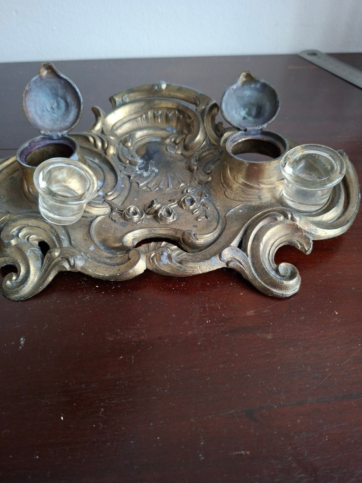 Antiek bronzen inkststel 19e eeuw, Ophalen of Verzenden