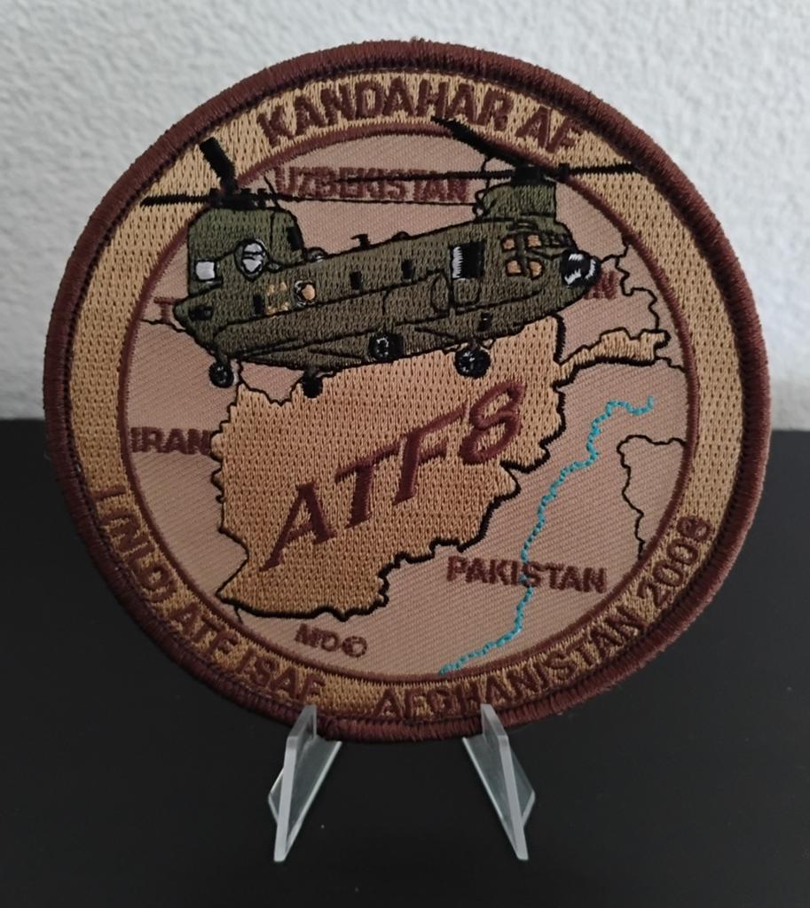 Patch RNLAF 298 Squadron Chinook 1 (NLD) ATF8 ISAF Kandahar, Verzenden, Zo goed als nieuw, Patch, Badge of Embleem