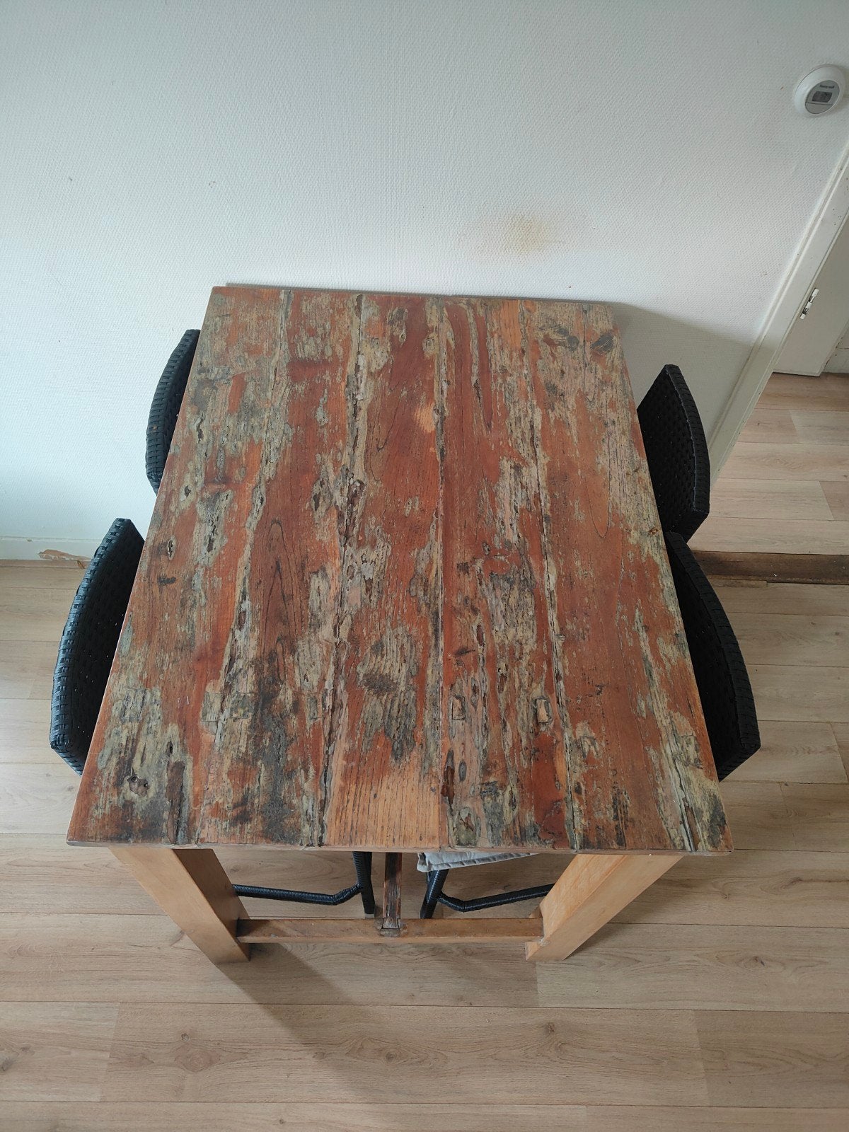 (eet) tafel set van 4 hogestoelen met kussens, Ophalen, Kunststof, Gebruikt, 100 tot 150 cm