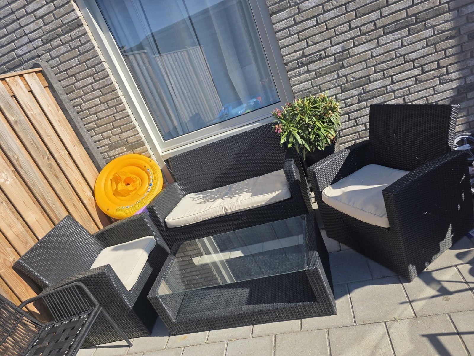 Mooie tuinset, Ophalen, 4 zitplaatsen, Gebruikt, Wicker