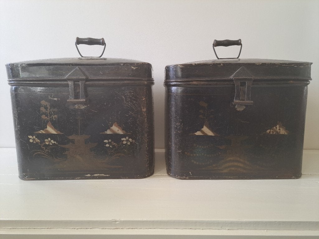 2 grote BLIKKEN TROMMELS voor koffie of thee, Ophalen of Verzenden, Gebruikt, Koffie