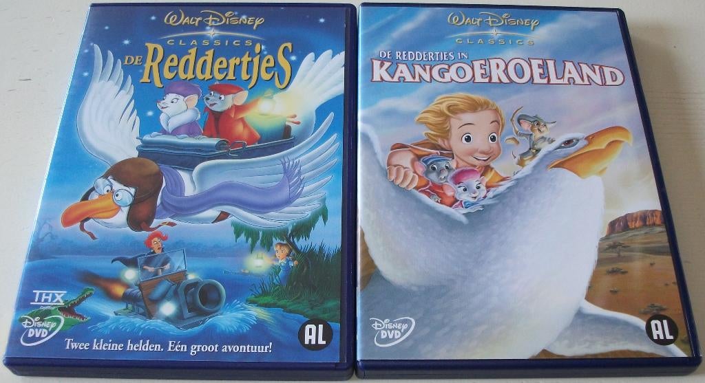 Dvd *** REDDERTJES *** 2 stuks Walt Disney, Avontuur, Alle leeftijden, Ophalen of Verzenden, Zo goed als nieuw