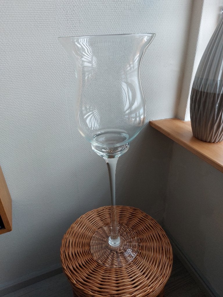 Glazen vaas, Huis en Inrichting, Woonaccessoires | Vazen, Ophalen, Op voet, 54 cm, Transparant