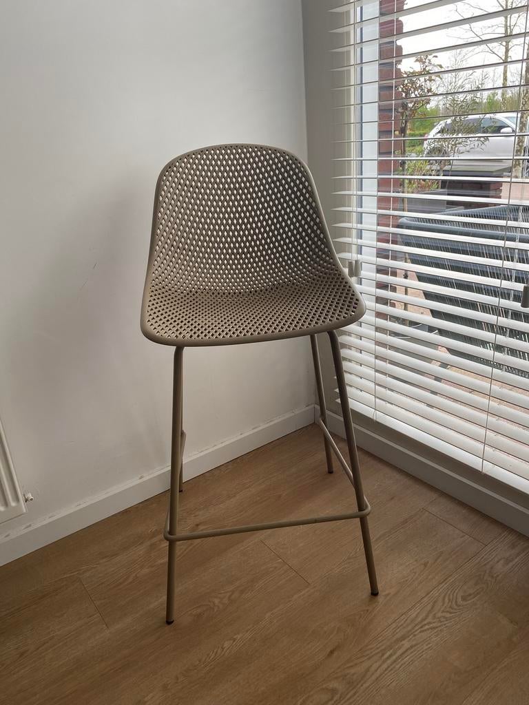 Barkruk beige, Ophalen, Kunststof, Met voetsteun, 60 tot 90 cm