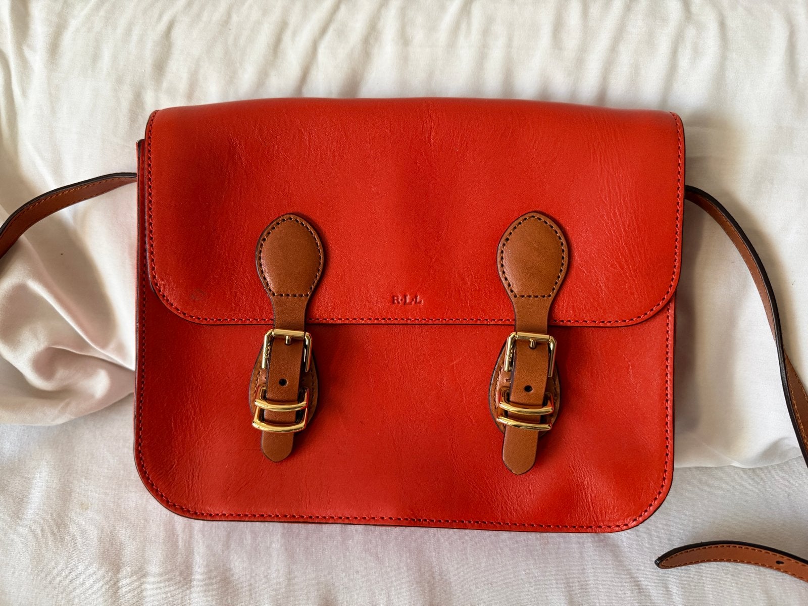 Ralph Lauren Nieuw Schoudertas- Oranje Leer tas, Ophalen of Verzenden, Nieuw, Oranje, Schoudertasje