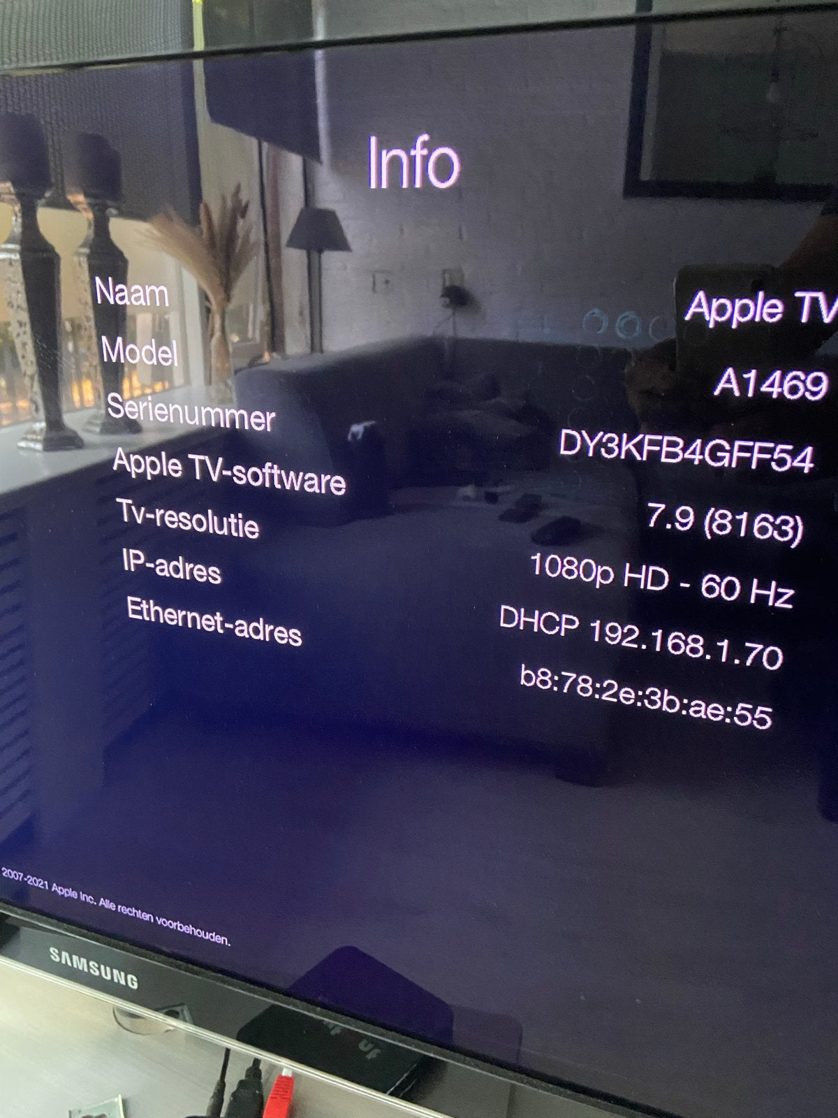 Apple TV A1469 (3e generatie) met afstandsbediening, Ophalen of Verzenden, Gebruikt, HDMI, Zonder harde schijf