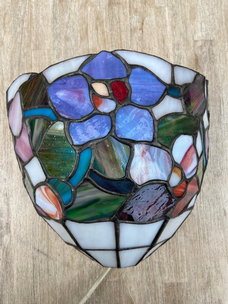 Glas in Lood wandlamp, Verzenden, Zo goed als nieuw, Glas, Glas in lood