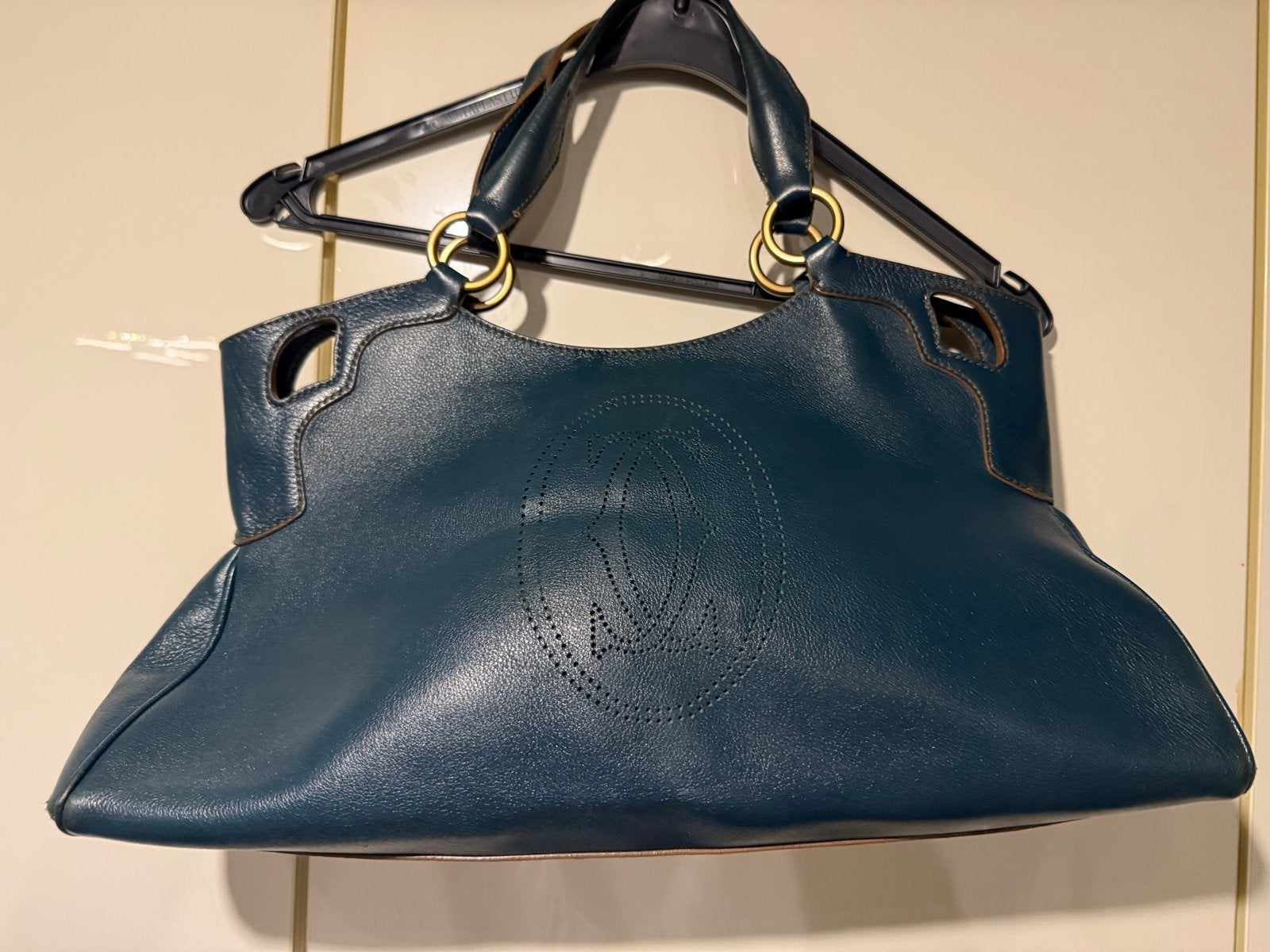 Cartier Marcello de Cartier tas in blauw leer, Ophalen of Verzenden, Gebruikt, Blauw, Handtas
