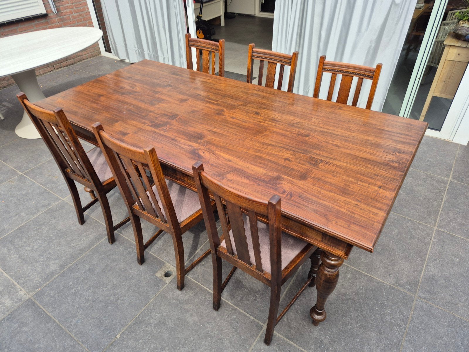 Prachtige antieke koloniale Engelse eettafel 210cm x 98cm, Ophalen