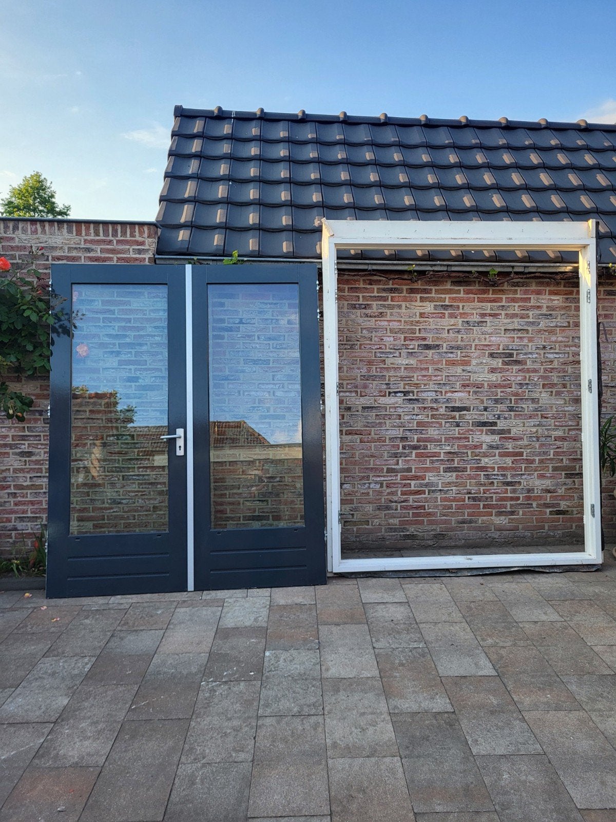 Hardhouten deuren | Pui | Tuindeuren | Terrasdeuren | Kozijn, Doe-het-zelf en Verbouw, Kozijnen en Schuifpuien, Ophalen, Gebruikt