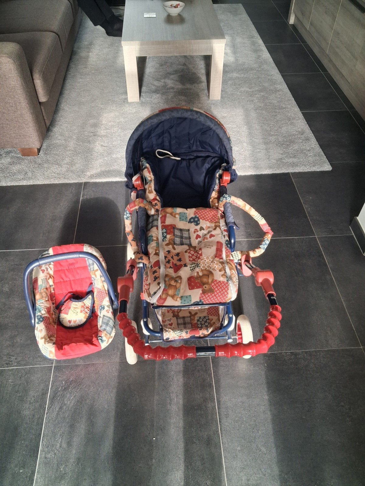 Poppenwagen met draagzak en autostoeltje - Compleet set, Ophalen, Gebruikt, Overige typen