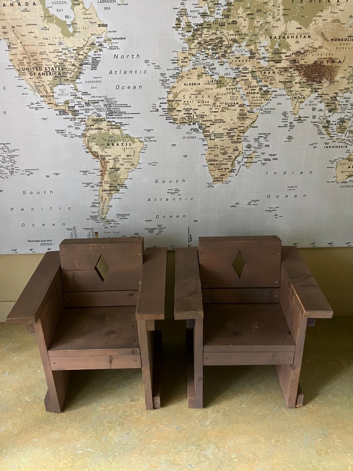 Kinderstoelen steigerhout 2 stux (indoor/outdoor), Ophalen, Gebruikt, Hout