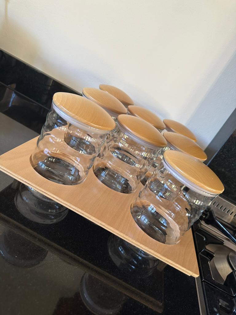 Siematic keukenindeling, glazen potten hout perfecte staat, Huis en Inrichting, Ophalen of Verzenden, Zo goed als nieuw, Hout