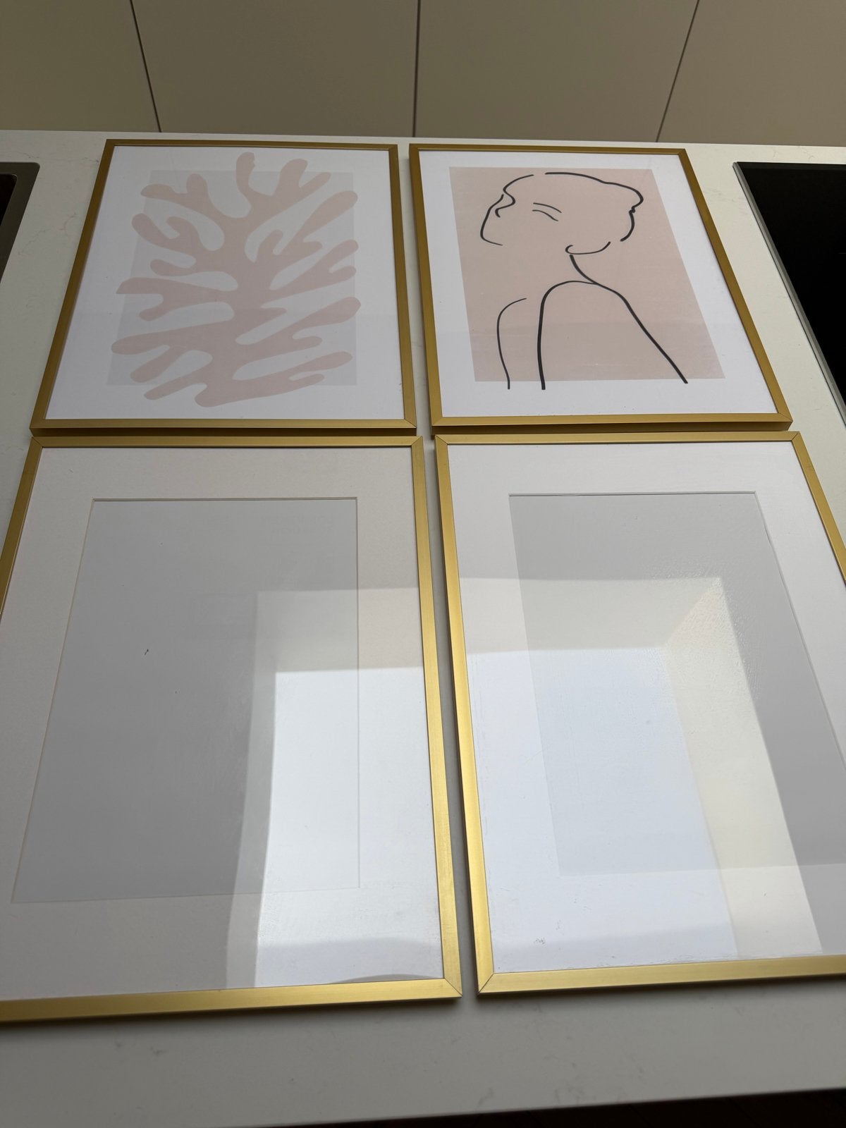 IKEA Fotolijsten 30x40 cm - Goudkleurig met Passe-partout, Gebruikt, Standaard fotolijst, Ophalen of Verzenden, Goud
