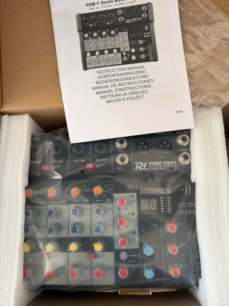 Power Dynamics PDM-Y601 6-kanaals Studio Mixer, Ophalen of Verzenden, Nieuw, 5 tot 10 kanalen, Microfooningang