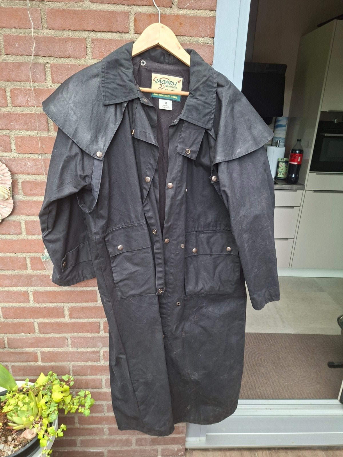 Australische Oilskin Duster lange waxjas / Stockman Coat, Ophalen of Verzenden, Zo goed als nieuw