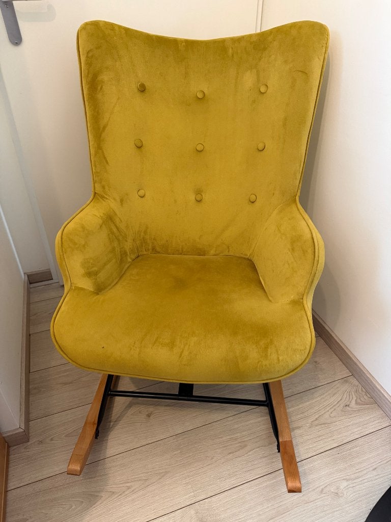 Aemely schommelstoel, mosterdgeel, 92x75x65 cm in ZGS!, Ophalen, Gebruikt, Stoel(en)
