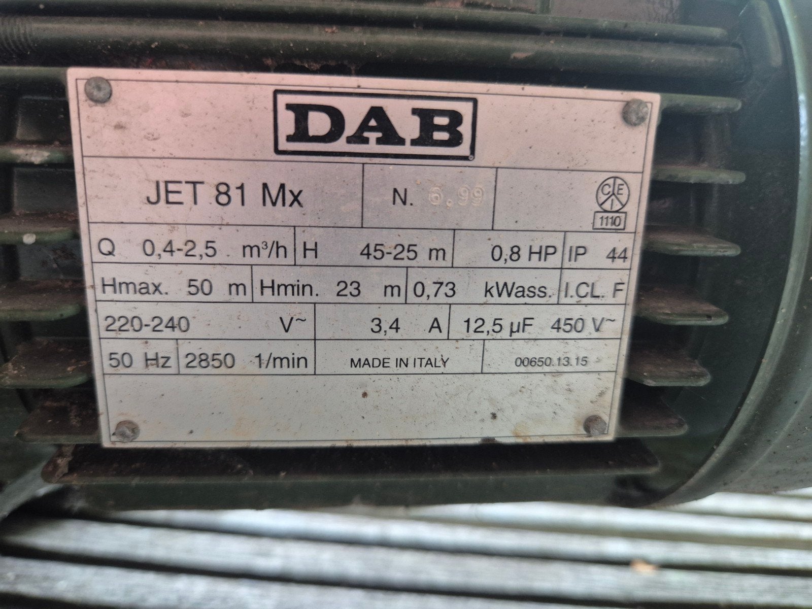 DAB JET 81 Mx Waterpomp - Krachtig en Betrouwbaar, Tuin en Terras, Waterpompen, Ophalen, Gebruikt, Elektrisch, Beregeningspomp