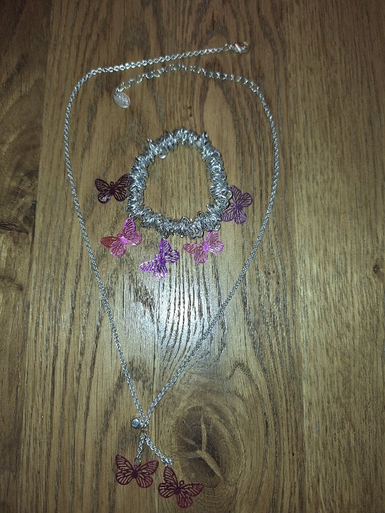 ketting + armband vlinder, Ophalen of Verzenden, Zo goed als nieuw, Sieraden