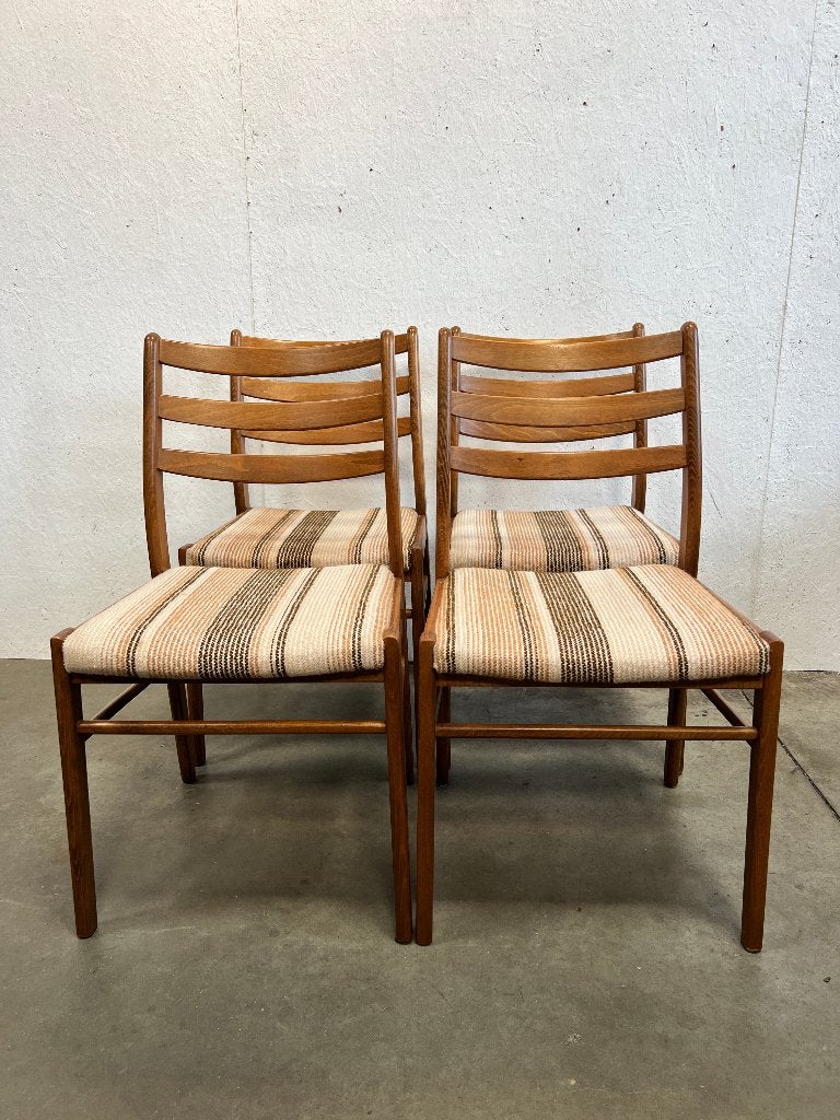 Set van vier vintage stoelen, eetkamerstoelen, Zweden 1960's, Ophalen, Hout, Gebruikt, Bruin