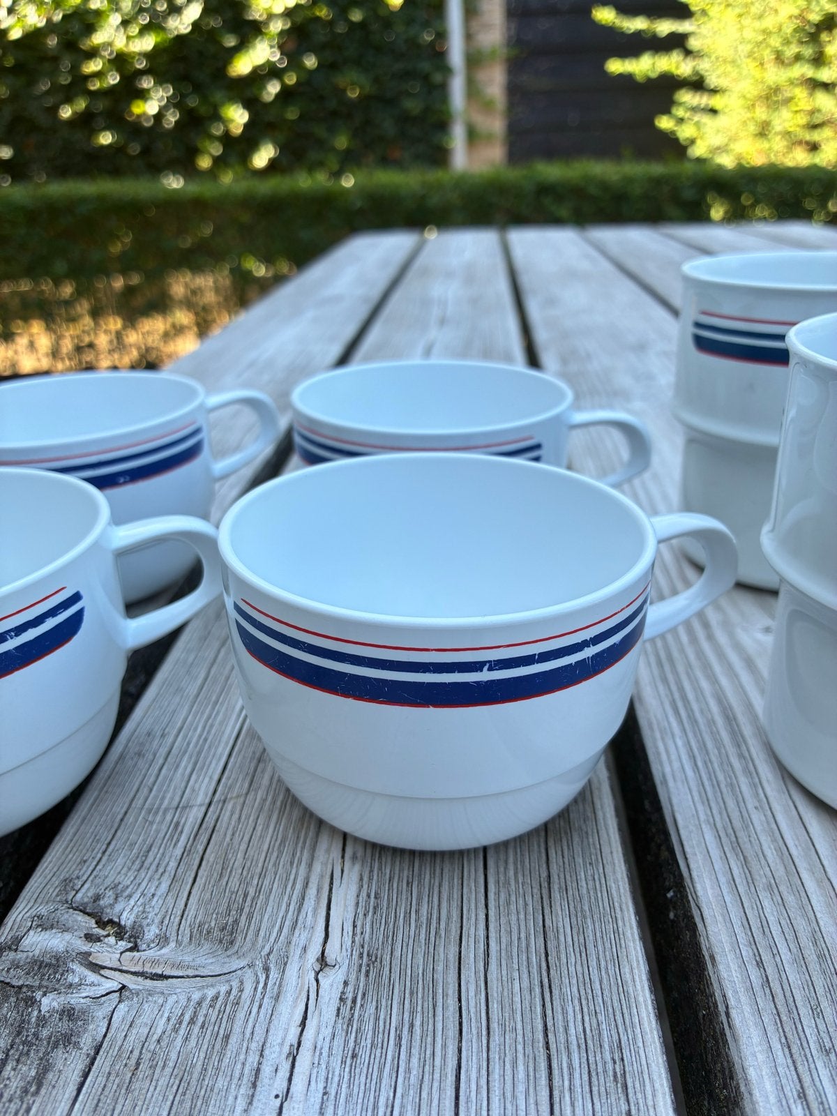 Retro Rosti Mepal campingservies - 10 bekers, Caravans en Kamperen, Kampeeraccessoires, Ophalen of Verzenden, Gebruikt