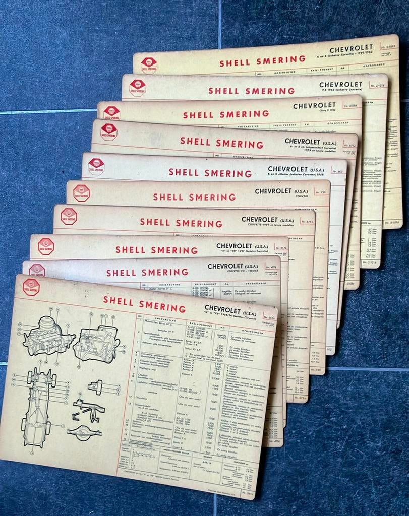 Chevrolet smeerkaarten,lubrication cards Shell, Auto diversen, Handleidingen en Instructieboekjes, Ophalen of Verzenden